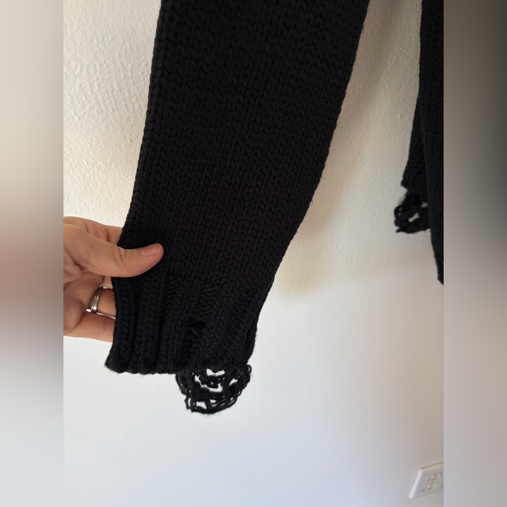 Mastermind World Black Distressed Knit Cotton Skull Sweater Size Large - Picture 9 of 16